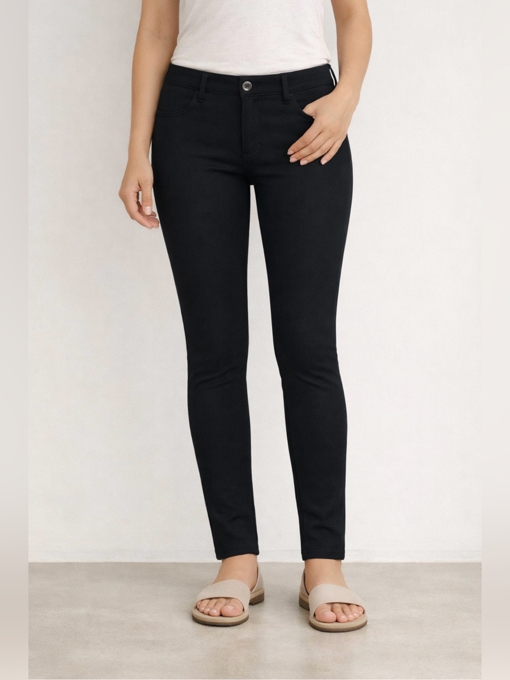 Garnet Hill Pants Womens 8 Black Ponte Knit Skinny Leg Stretch Office Casual